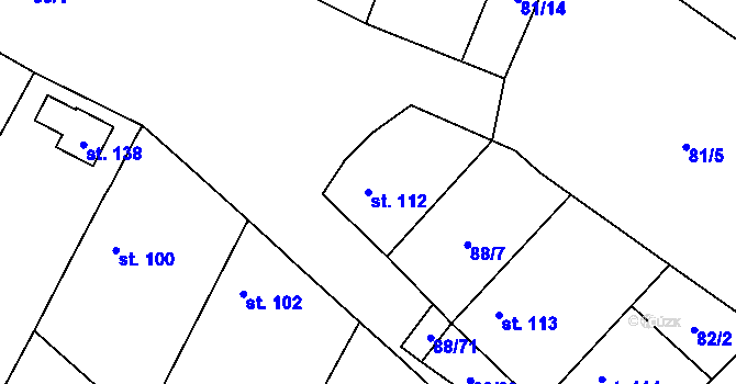 Parcela st. 112 v KÚ Lišice, Katastrální mapa