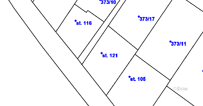 Parcela st. 121 v KÚ Lišice, Katastrální mapa