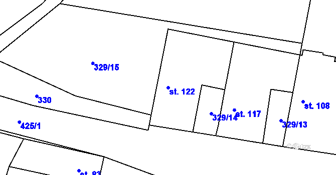 Parcela st. 122 v KÚ Lišice, Katastrální mapa