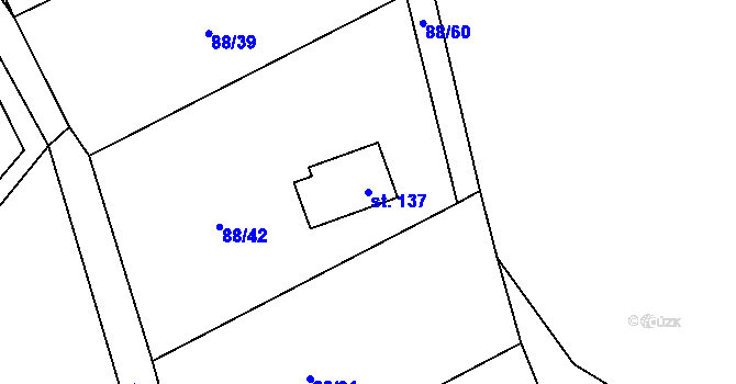 Parcela st. 137 v KÚ Lišice, Katastrální mapa