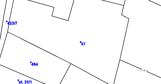 Parcela st. 57 v KÚ Lišice, Katastrální mapa
