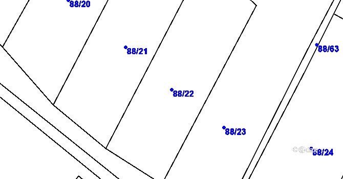 Parcela st. 88/22 v KÚ Lišice, Katastrální mapa