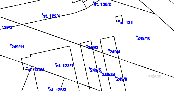 Parcela st. 249/3 v KÚ Lišice, Katastrální mapa