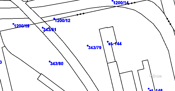 Parcela st. 343/79 v KÚ Lišice, Katastrální mapa