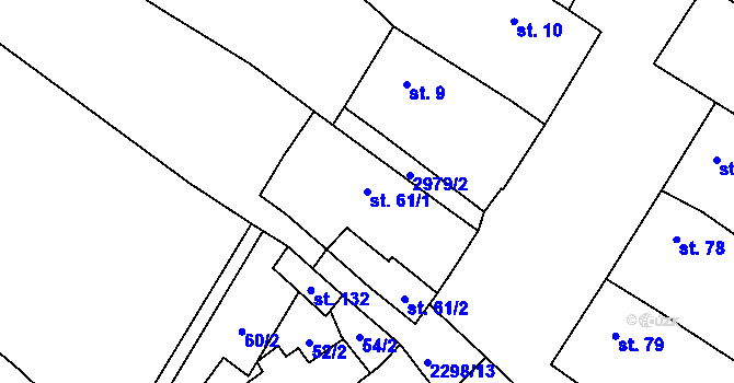 Parcela st. 61/1 v KÚ Líšina, Katastrální mapa