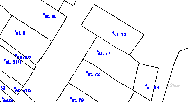 Parcela st. 77 v KÚ Líšina, Katastrální mapa