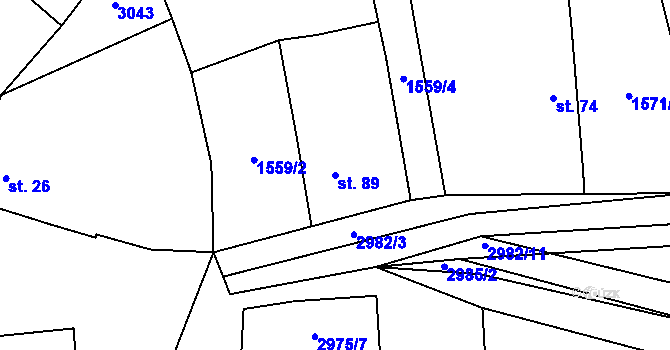 Parcela st. 89 v KÚ Líšina, Katastrální mapa