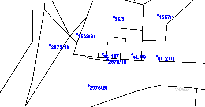 Parcela st. 117 v KÚ Líšina, Katastrální mapa