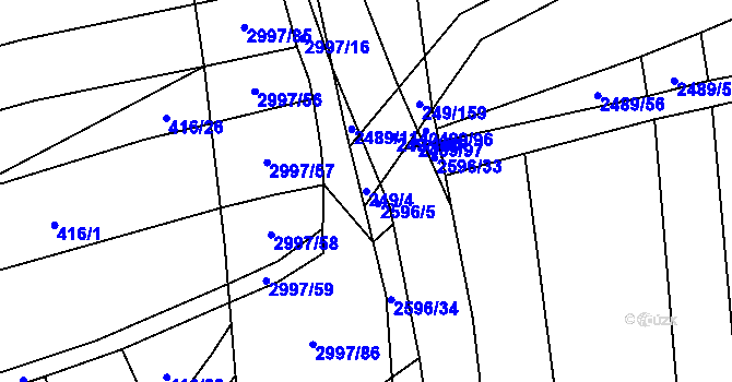 Parcela st. 249/4 v KÚ Líšina, Katastrální mapa