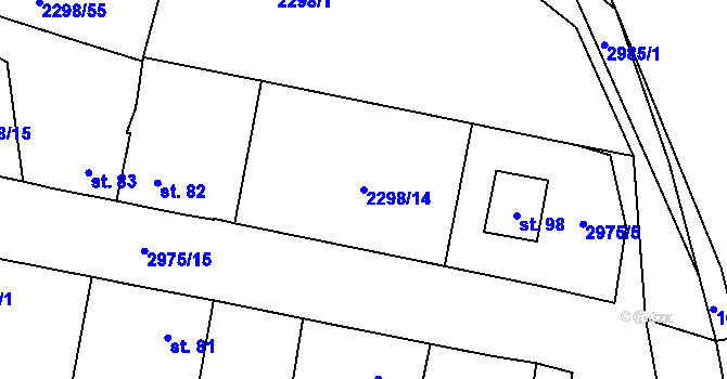 Parcela st. 2298/14 v KÚ Líšina, Katastrální mapa