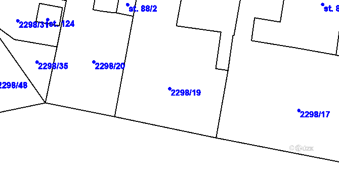 Parcela st. 2298/19 v KÚ Líšina, Katastrální mapa