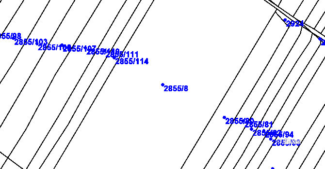 Parcela st. 2855/8 v KÚ Líšina, Katastrální mapa