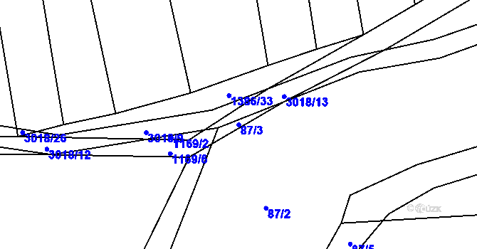 Parcela st. 87/3 v KÚ Líšina, Katastrální mapa
