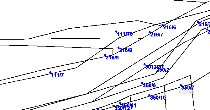 Parcela st. 216/9 v KÚ Líšina, Katastrální mapa