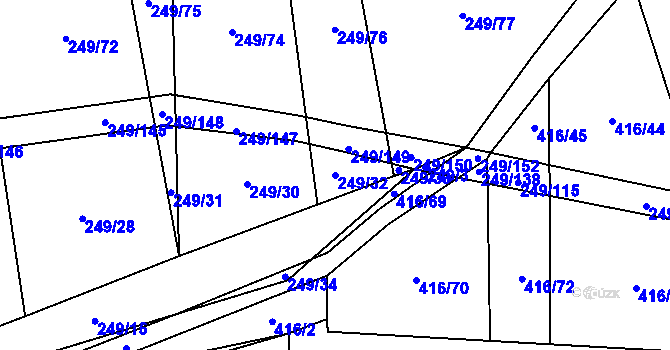 Parcela st. 249/32 v KÚ Líšina, Katastrální mapa