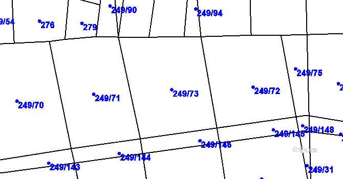 Parcela st. 249/73 v KÚ Líšina, Katastrální mapa