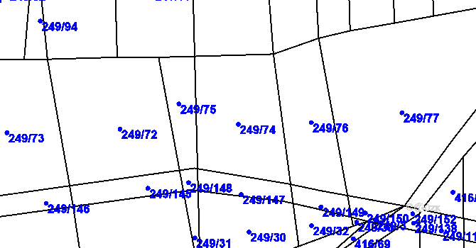 Parcela st. 249/74 v KÚ Líšina, Katastrální mapa