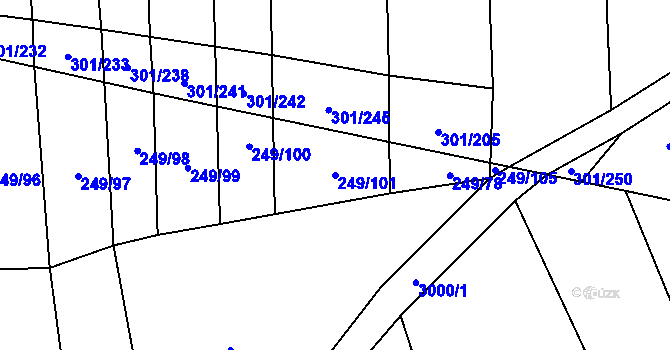 Parcela st. 249/101 v KÚ Líšina, Katastrální mapa