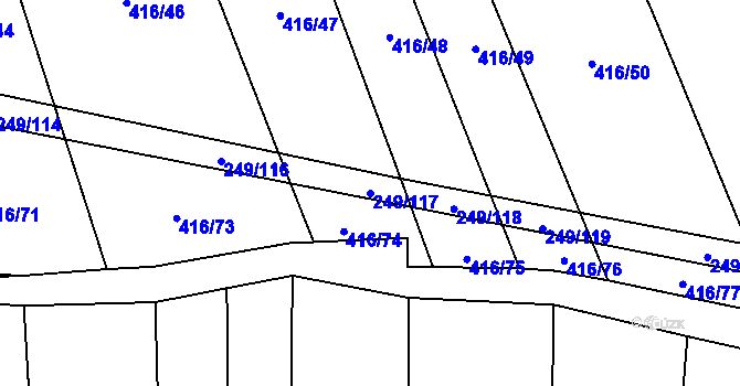 Parcela st. 249/117 v KÚ Líšina, Katastrální mapa