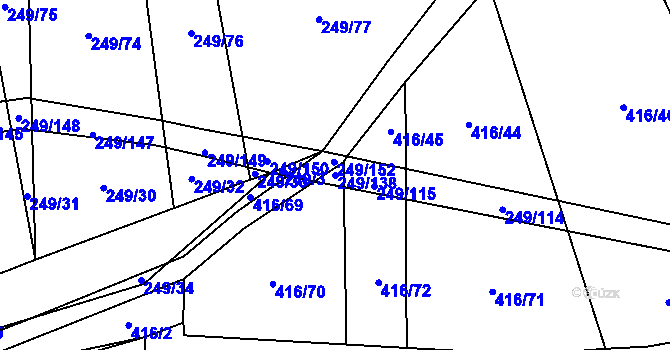 Parcela st. 249/138 v KÚ Líšina, Katastrální mapa