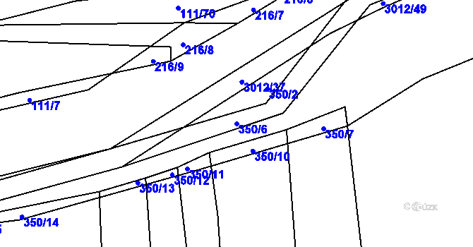 Parcela st. 350/6 v KÚ Líšina, Katastrální mapa