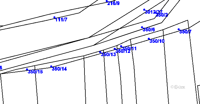 Parcela st. 350/13 v KÚ Líšina, Katastrální mapa