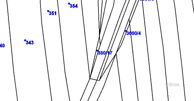 Parcela st. 350/17 v KÚ Líšina, Katastrální mapa