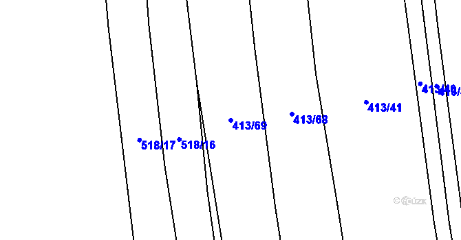 Parcela st. 413/69 v KÚ Líšina, Katastrální mapa