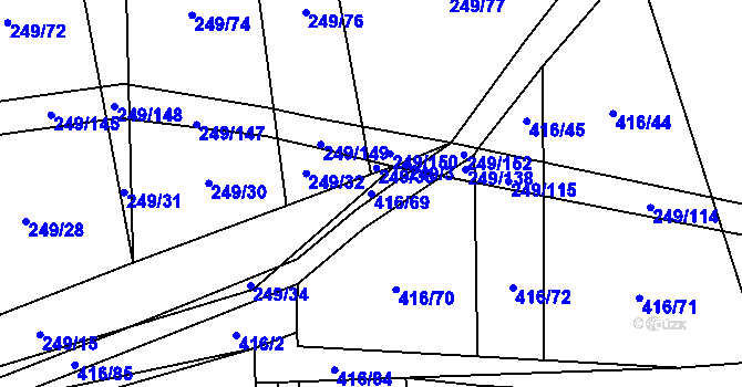 Parcela st. 416/69 v KÚ Líšina, Katastrální mapa