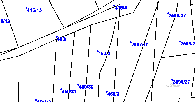 Parcela st. 450/2 v KÚ Líšina, Katastrální mapa