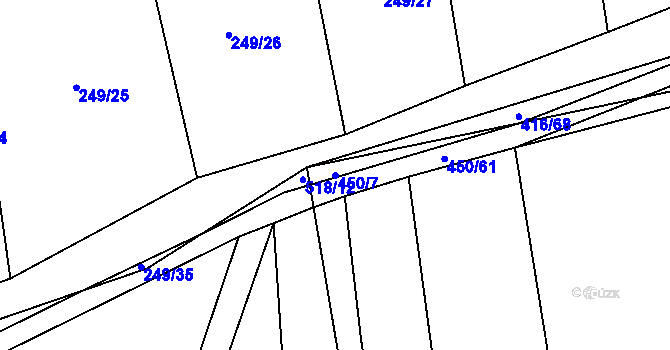 Parcela st. 450/7 v KÚ Líšina, Katastrální mapa