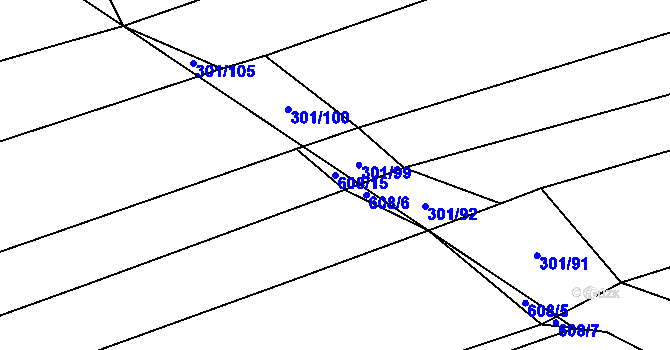 Parcela st. 608/15 v KÚ Líšina, Katastrální mapa