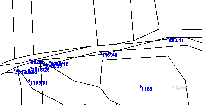 Parcela st. 1169/4 v KÚ Líšina, Katastrální mapa