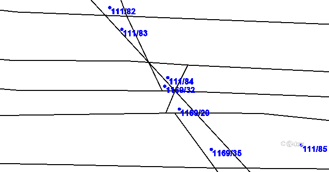 Parcela st. 1169/32 v KÚ Líšina, Katastrální mapa