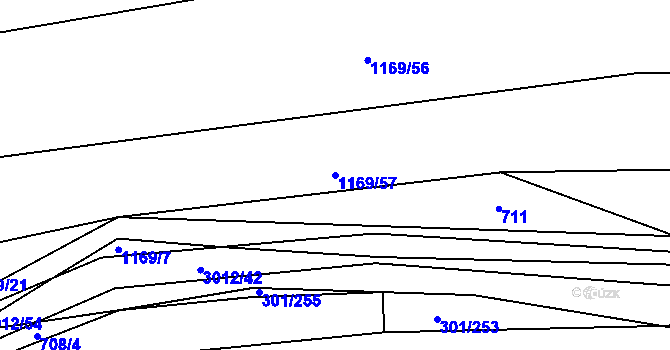 Parcela st. 1169/57 v KÚ Líšina, Katastrální mapa