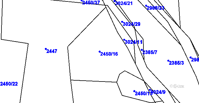 Parcela st. 2450/16 v KÚ Líšina, Katastrální mapa