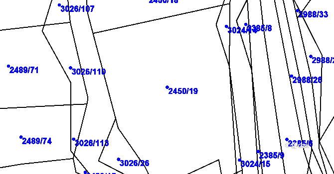 Parcela st. 2450/19 v KÚ Líšina, Katastrální mapa