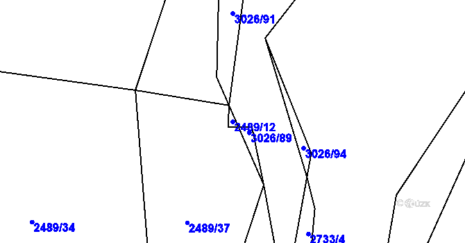 Parcela st. 2489/12 v KÚ Líšina, Katastrální mapa
