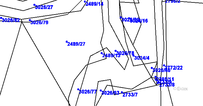 Parcela st. 2489/13 v KÚ Líšina, Katastrální mapa