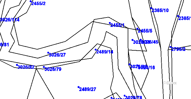 Parcela st. 2489/14 v KÚ Líšina, Katastrální mapa