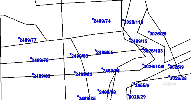 Parcela st. 2489/65 v KÚ Líšina, Katastrální mapa