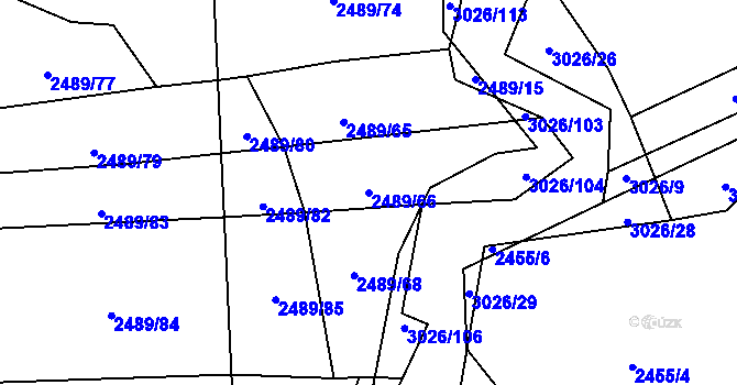 Parcela st. 2489/66 v KÚ Líšina, Katastrální mapa