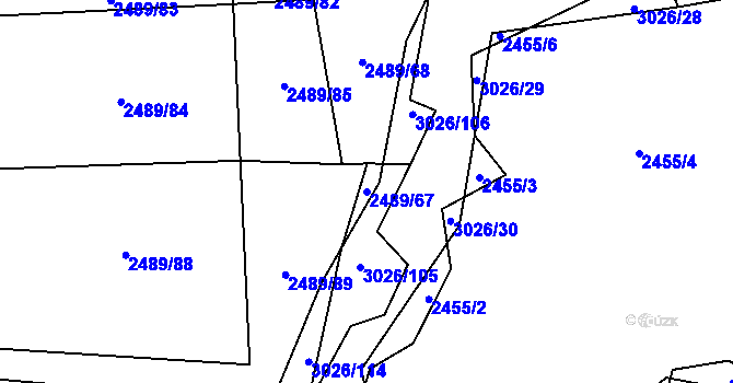 Parcela st. 2489/67 v KÚ Líšina, Katastrální mapa