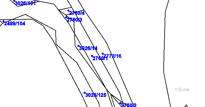 Parcela st. 2772/16 v KÚ Líšina, Katastrální mapa