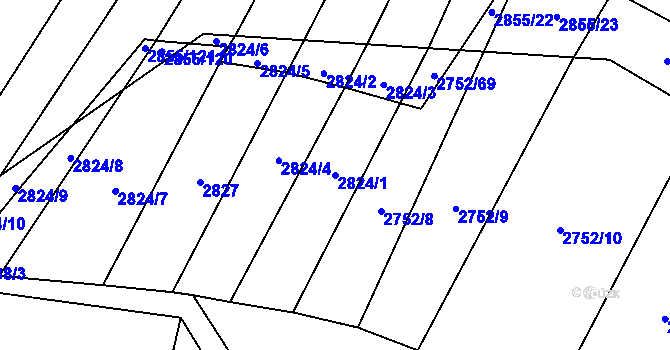 Parcela st. 2824/1 v KÚ Líšina, Katastrální mapa