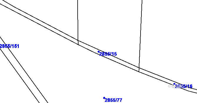 Parcela st. 2855/15 v KÚ Líšina, Katastrální mapa