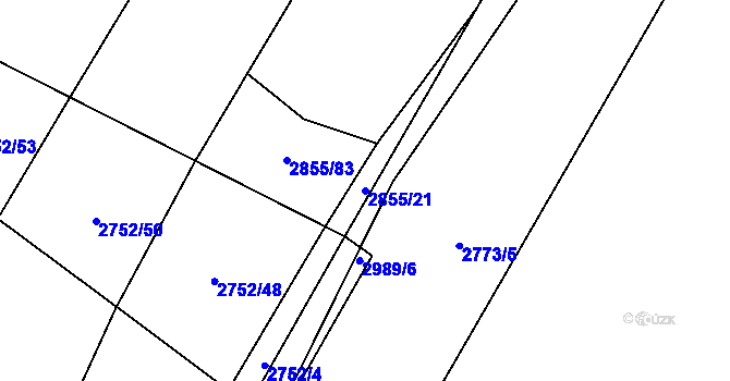 Parcela st. 2855/21 v KÚ Líšina, Katastrální mapa