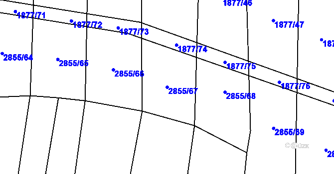 Parcela st. 2855/67 v KÚ Líšina, Katastrální mapa