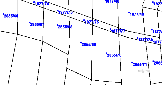 Parcela st. 2855/69 v KÚ Líšina, Katastrální mapa
