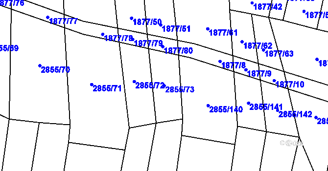 Parcela st. 2855/73 v KÚ Líšina, Katastrální mapa